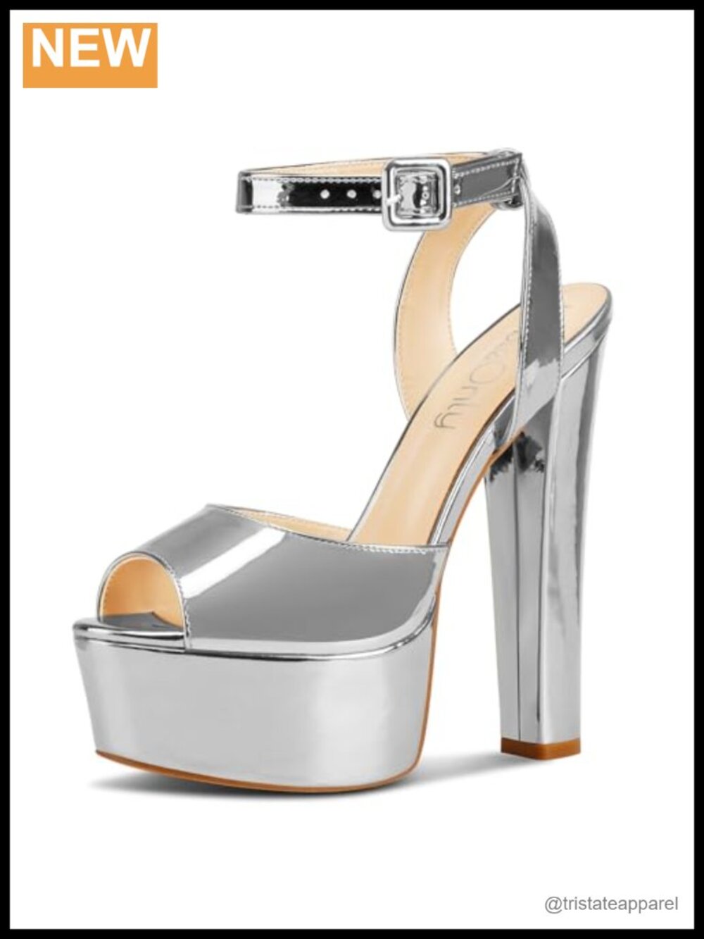 NobleOnly Womens High Block Platform Heel Peep Toe Ankle Strap Sandal